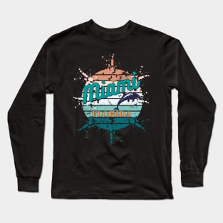 Miami Florida Exploding Retro Sunset Long Sleeve T-Shirt